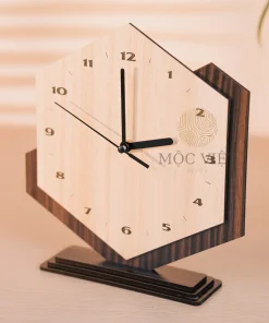 Đồng hồ lục giác bằng gỗ