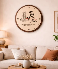 Đồng hồ gỗ treo tường hình tròn
