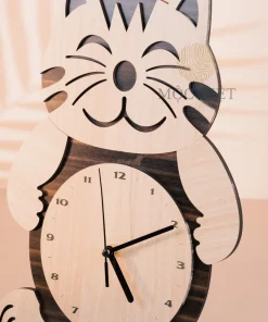 Đồng hồ gỗ hình mèo