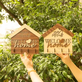 Bảng Treo Móc Khóa Welcome Home Bằng Gỗ MDF – Decor Cửa Ra Vào Đẹp Và Tiện Lợi